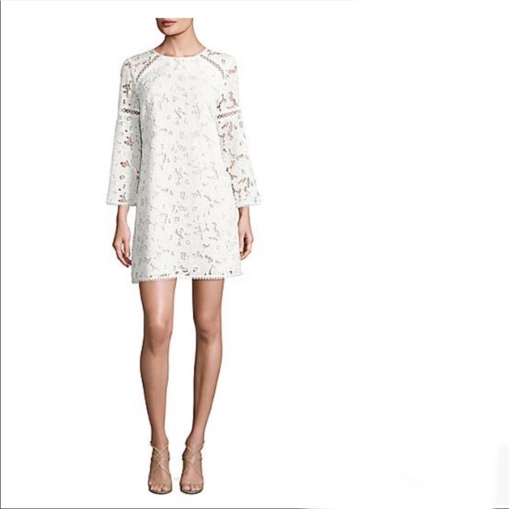 Shoshanna White Lace Long-Sleeve Mini Dress